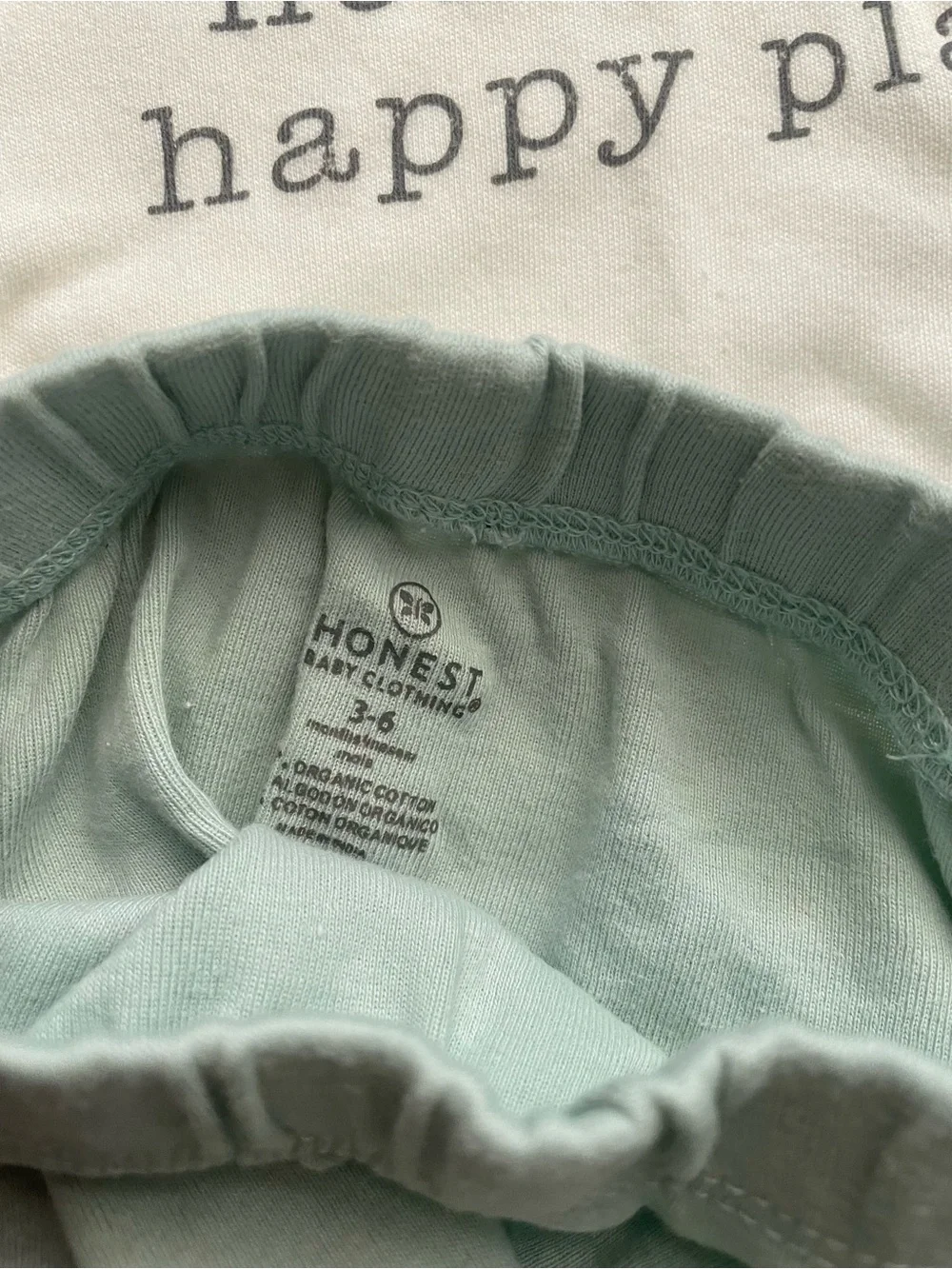 100% Organic Cotton 2-pc Set Cream Baby Bodysuit with 'home is my happy place.'